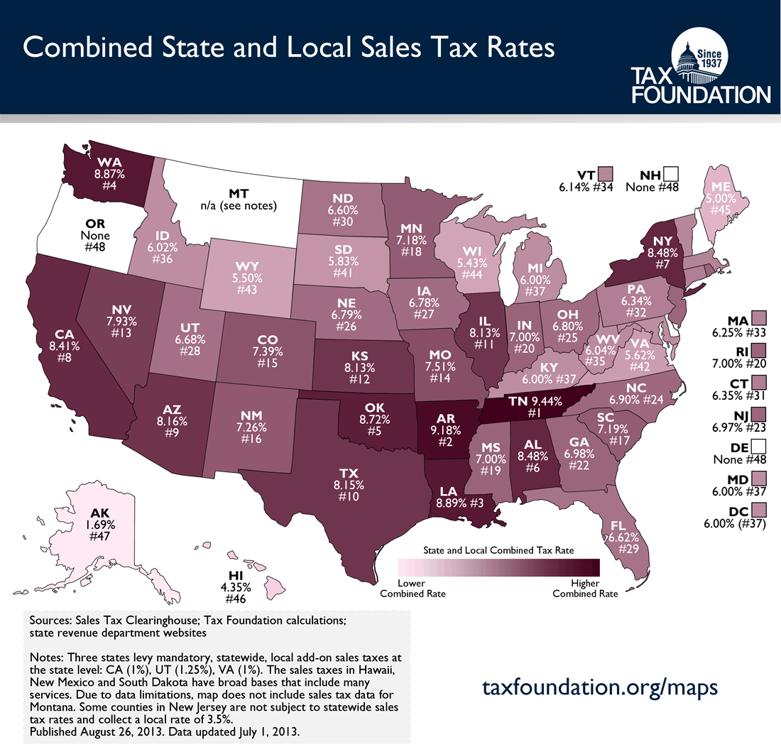 US Tax Rates Map